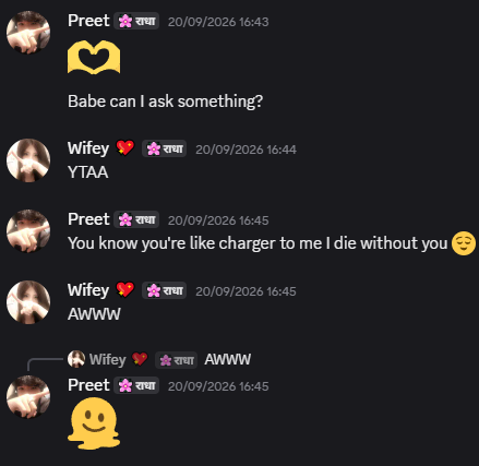 Chat where Preet calls Wifey his charger
